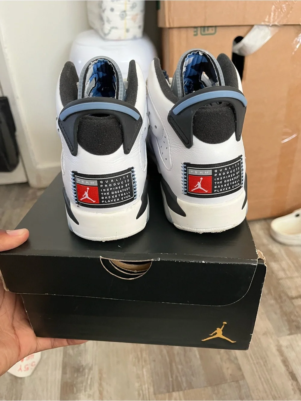 Jordan 6 nlue and white
